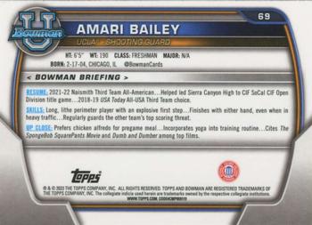 2022-23 Bowman University Chrome #69 Amari Bailey Back