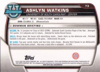 2022-23 Bowman University Chrome #73 Ashlyn Watkins Back