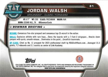 2022-23 Bowman University Chrome #81b Jordan Walsh Back