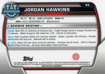 2022-23 Bowman University Chrome #85 Jordan Hawkins Back