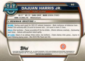 2022-23 Bowman University Chrome #90 Dajuan Harris Jr. Back