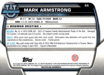 2022-23 Bowman University Chrome #95 Mark Armstrong Back
