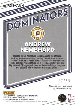 2022-23 Donruss Optic - Rookie Dominators Signatures #RDS-ANH Andrew Nembhard Back