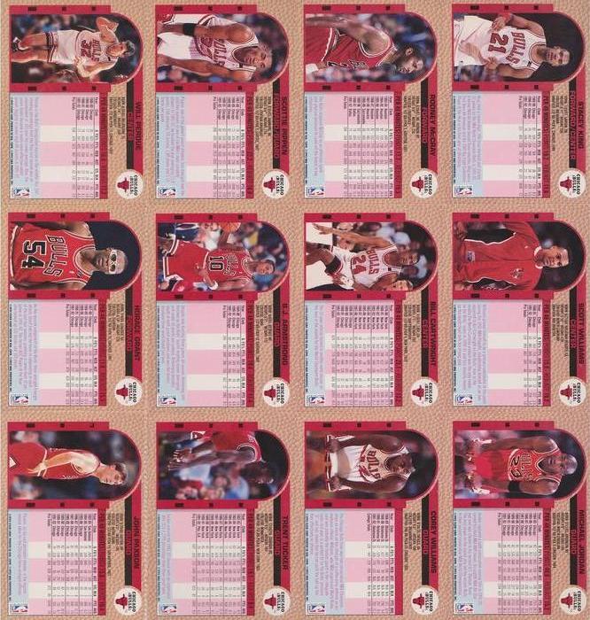 1992-93 Fleer Chicago Bulls Back-2-Back Team Night Sheet SGA - Full Sheet #NNO Stacey King / Rodney McCray / Scottie Pippen / Will Perdue / Scott Williams / Bill Cartwright / B.J. Armstrong / Horace Grant / Michael Jordan / Corey Williams / Trent Tucker / John Paxson Back