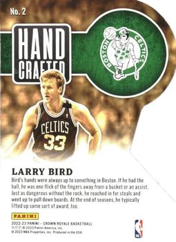 2022-23 Panini Crown Royale - Hand Crafted Purple #2 Larry Bird Back