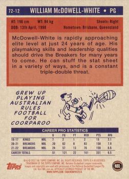 2022-23 Topps NBL - 1972 Topps Basketball #72-12 William McDowell-White Back