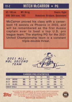 2022-23 Topps NBL - 1972 Topps Basketball Gold #72-2 Mitch McCarron Back