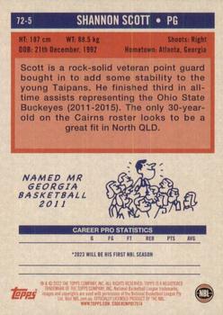 2022-23 Topps NBL - 1972 Topps Basketball Orange #72-5 Shannon Scott Back