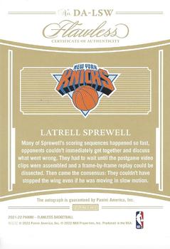 2021-22 Panini Flawless - Distinguished Autos #DA-LSW Latrell Sprewell Back