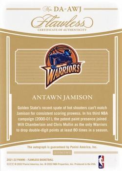 2021-22 Panini Flawless - Distinguished Autos Gold #DA-AWJ Antawn Jamison Back