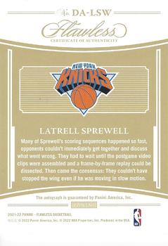 2021-22 Panini Flawless - Distinguished Autos Platinum #DA-LSW Latrell Sprewell Back