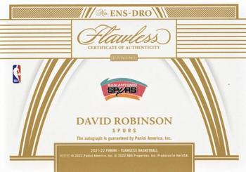 2021-22 Panini Flawless - Enshrined Signatures #ENS-DRO David Robinson Back