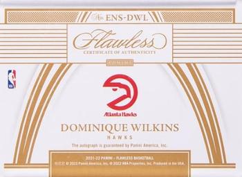 2021-22 Panini Flawless - Enshrined Signatures Platinum #ENS-DWL Dominique Wilkins Back