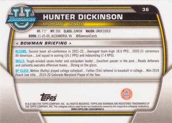 2022-23 Bowman University Chrome - Pink #36 Hunter Dickinson Back