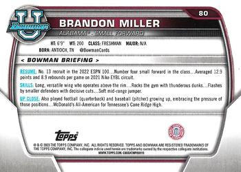 2022-23 Bowman University Chrome - Pink #80 Brandon Miller Back