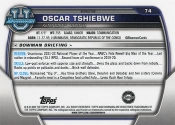 2022-23 Bowman University Chrome - Refractor #74 Oscar Tshiebwe Back