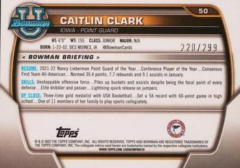 2022-23 Bowman University Chrome - Aqua Wave #50 Caitlin Clark Back
