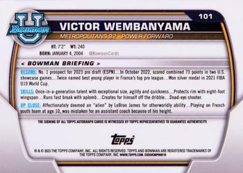 2022-23 Bowman University Chrome - Chrome Prospect Autographs Green #101 Victor Wembanyama Back
