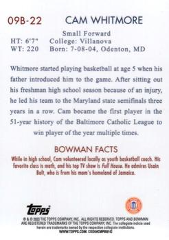 2022-23 Bowman University Chrome - 2009 Bowman #09B-22 Cam Whitmore Back
