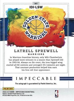 2022-23 Panini Impeccable - Indelible Ink Holo Silver #IDI-LSW Latrell Sprewell Back