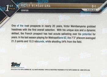 2023 Topps Now #D1 Victor Wembanyama Back