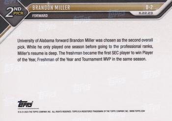2023 Topps Now #D2 Brandon Miller Back