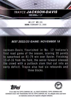 2022-23 Bowman University Best #99 Trayce Jackson-Davis Back