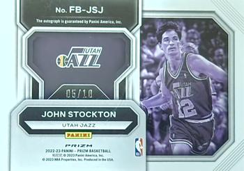 2022-23 Panini Prizm - Fast Break Autographs Gold #FB-JSJ John Stockton Back