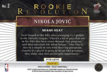 2022-23 Panini Select - Rookie Revolution Green Prizms #2 Nikola Jovic Back