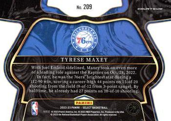 2022-23 Panini Select - Blue (Retail Base) #209 Tyrese Maxey Back