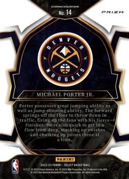2022-23 Panini Select - Blue Prizms #14 Michael Porter Jr. Back