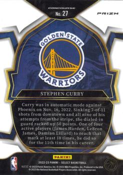 2022-23 Panini Select - Blue Prizms #27 Stephen Curry Back