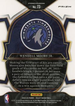 2022-23 Panini Select - Blue Prizms #73 Wendell Moore Jr. Back