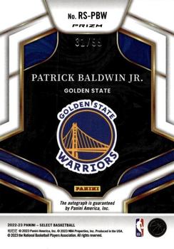 2022-23 Panini Select - Rookie Signatures Red Prizms #RS-PBW Patrick Baldwin Jr. Back