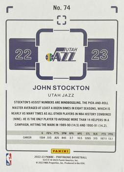 2022-23 Panini PhotoGenic #74 John Stockton Back