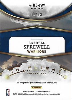 2022-23 Panini Select - In Flight Signatures Red #IFS-LSW Latrell Sprewell Back