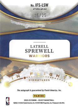 2022-23 Panini Select - In Flight Signatures Tie-Dye #IFS-LSW Latrell Sprewell Back