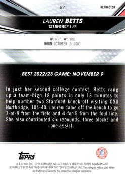 2022-23 Bowman University Best - Refractors #67 Lauren Betts Back