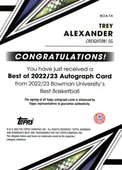 2022-23 Bowman University Best - Best of 2022 Autographs #BOA-TA Trey Alexander Back