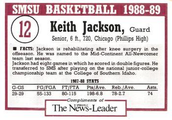 1988-89 Southwest Missouri State Bears #NNO Keith Jackson Back