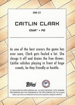 2022-23 Bowman University Best - Hardwood Warriors Speckle Refractors #HW-21 Caitlin Clark Back