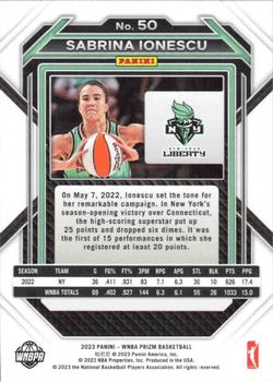 2023 Panini Prizm WNBA #50 Sabrina Ionescu Back