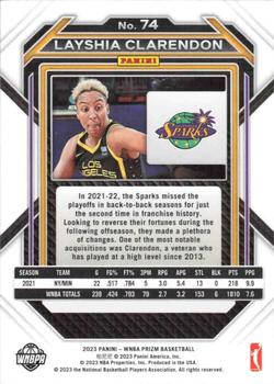 2023 Panini Prizm WNBA #74 Layshia Clarendon Back