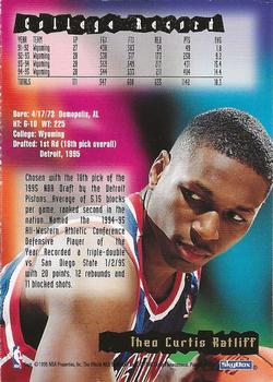1995-96 Hoops Detroit Pistons Team Night Sheet SGA #NNO Theo Ratliff Back