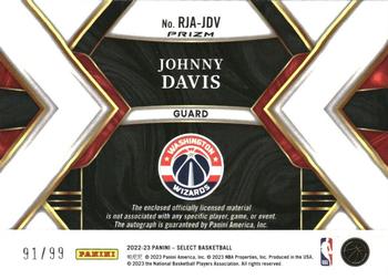 2022-23 Panini Select - Rookie Jersey Autographs Purple #RJA-JDV Johnny Davis Back