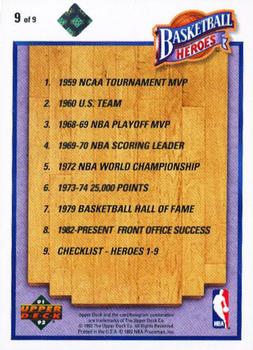 1991-92 Upper Deck - Basketball Heroes: Jerry West Autograph #9 Jerry West Back