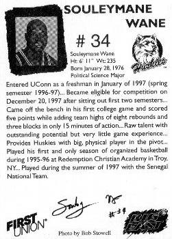 1997-98 Connecticut Huskies #NNO Souleymane Wane Back