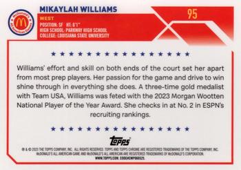 2023 Topps Chrome McDonald's All American #95 Mikaylah Williams Back