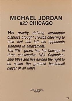 1993-94 Arena Sports Michael Jordan (Unlicensed) #NNO Michael Jordan Back