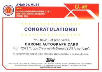 2023 Topps Chrome McDonald's All American - Chrome Autographs #CA-AM Amanda Muse Back